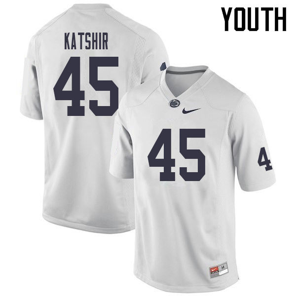 Youth #45 Charlie Katshir Penn State Nittany Lions College Football Jerseys Sale-White - Click Image to Close